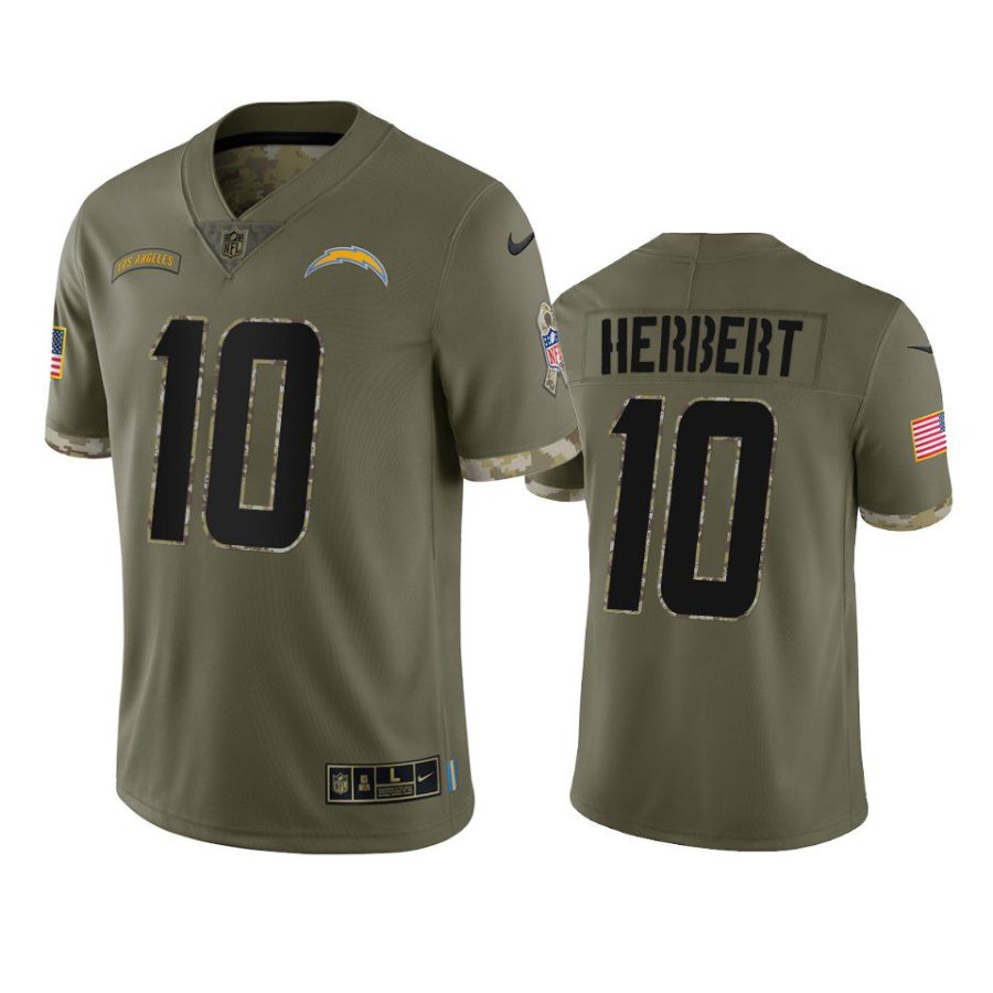 chargers justin herbert 2022 salute to service olive jersey