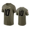 chargers justin herbert olive 2022 salute to service t shirt