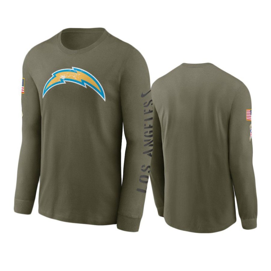 chargers olive 2022 salute to service long sleeve t shirt