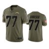 chargers zion johnson 2022 salute to service olive jersey