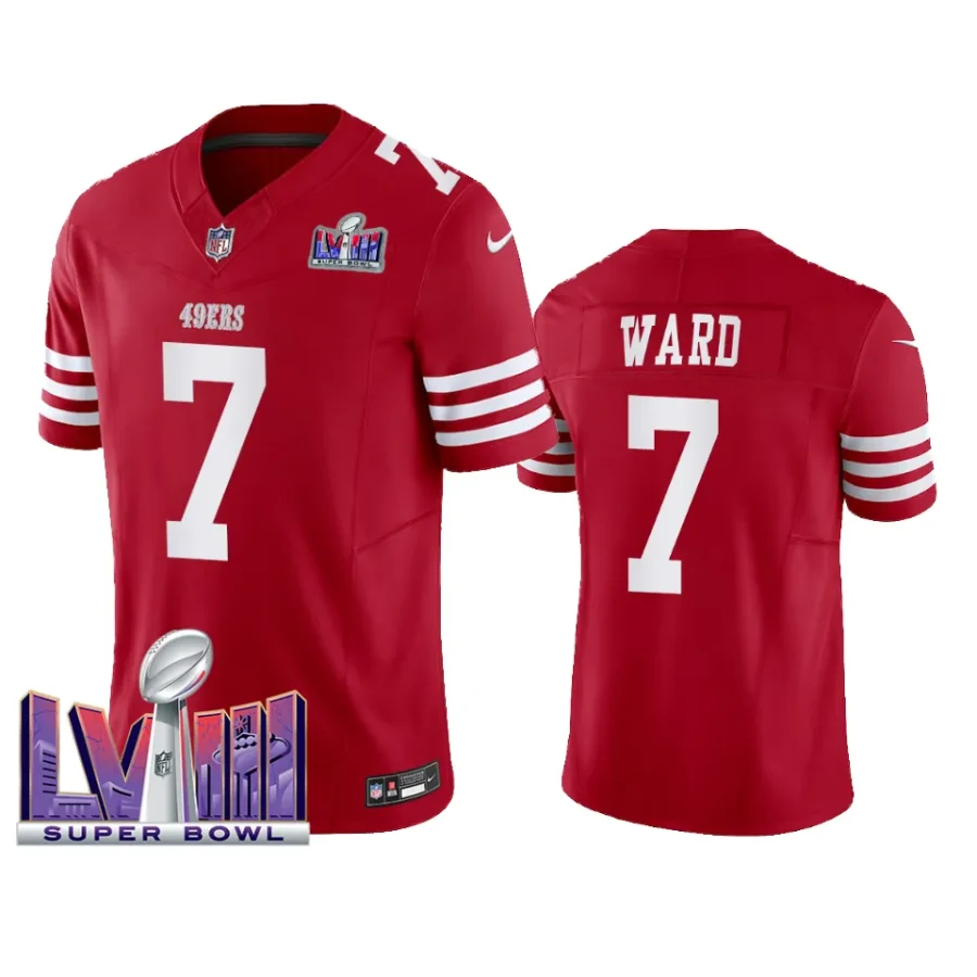 charvarius ward 49ers scarlet super bowl lviii vapor fuse jersey