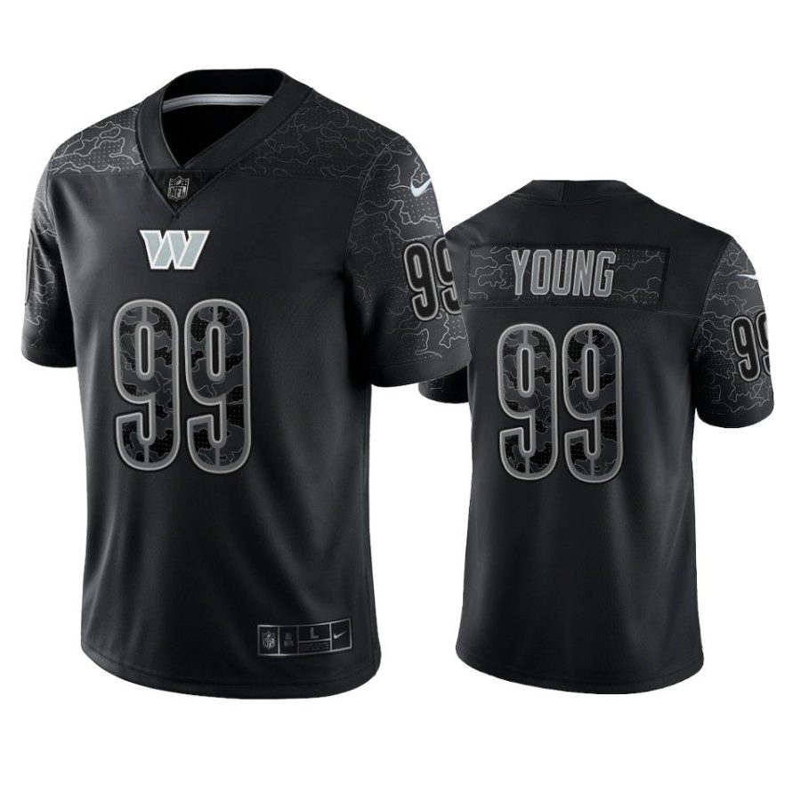 chase young commanders black reflective limited jersey