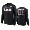 chiefs black super bowl lvii varsity roster long sleeve t shirt