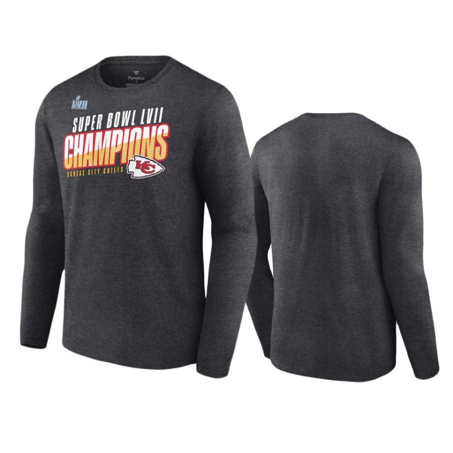 chiefs charcoal super bowl lvii champions victory formation long sleeve t shirt