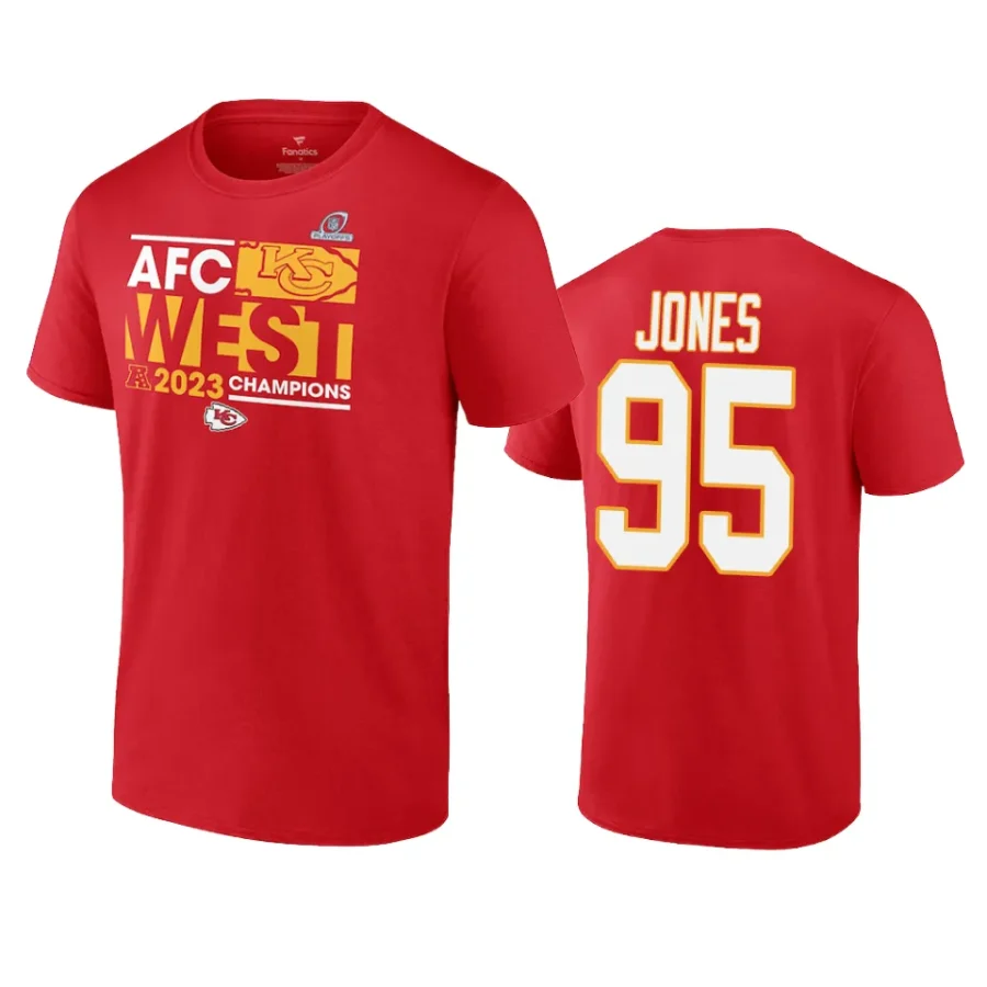 chiefs chris jones red 2023 afc west division champions locker room t shirt