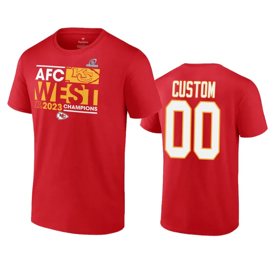 chiefs custom red 2023 afc west division champions locker room t shirt