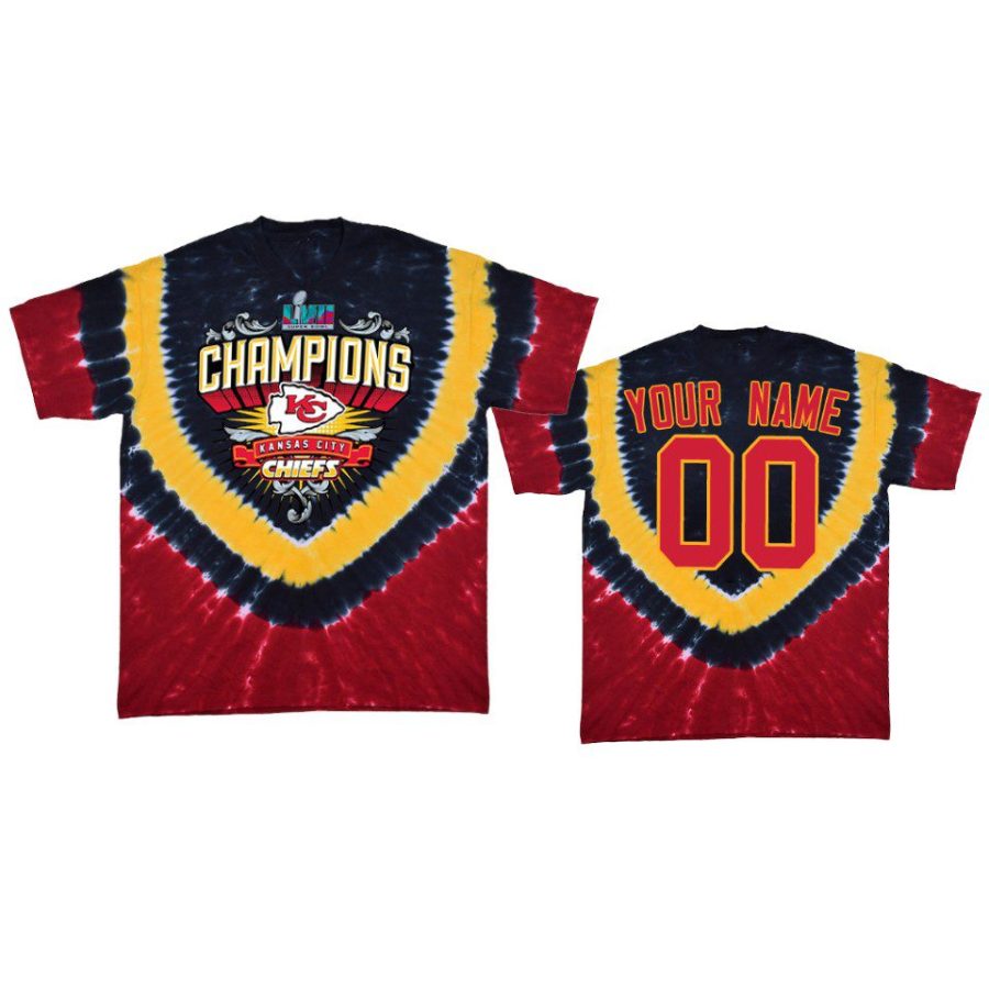 chiefs custom red super bowl lvii champions tie dye t shirt