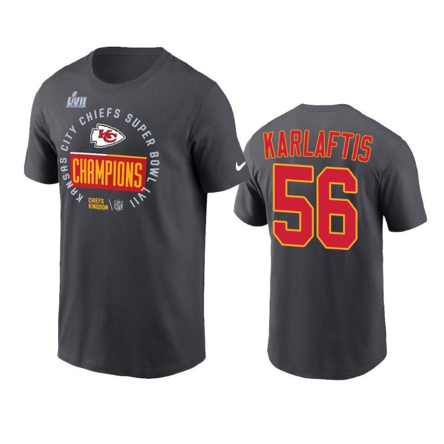 chiefs george karlaftis anthracite super bowl lvii champions trophy t shirt