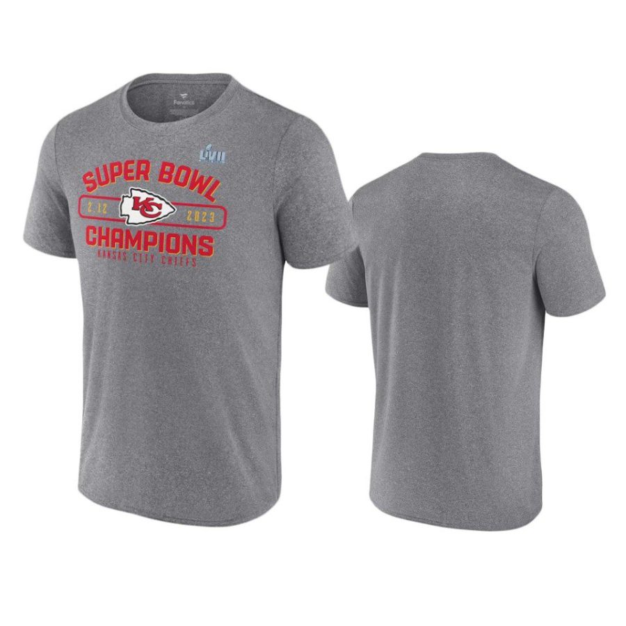 chiefs gray super bowl lvii champions strong finish t shirt