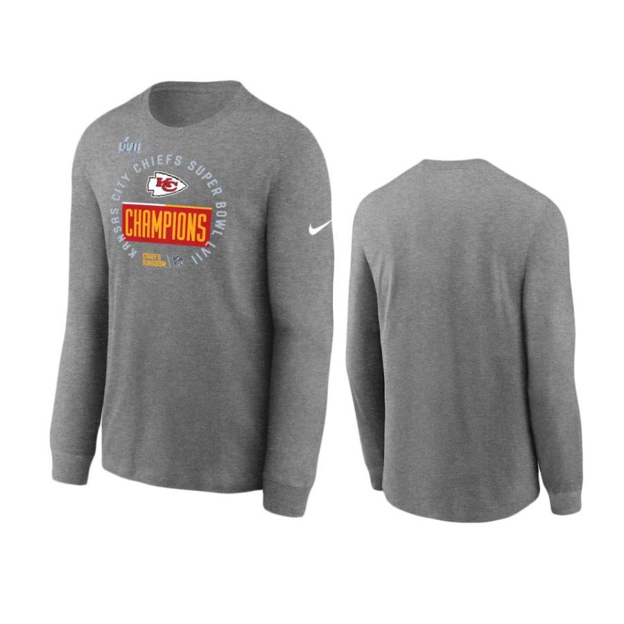 chiefs gray super bowl lvii champions trophy long sleeve t shirt