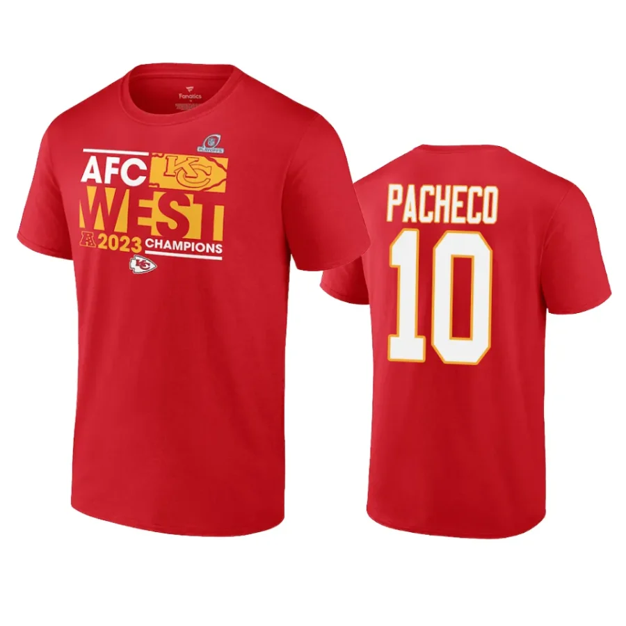 chiefs isiah pacheco red 2023 afc west division champions locker room t shirt