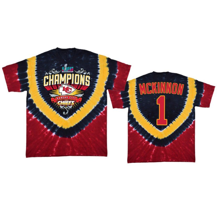 chiefs jerick mckinnon red super bowl lvii champions tie dye t shirt