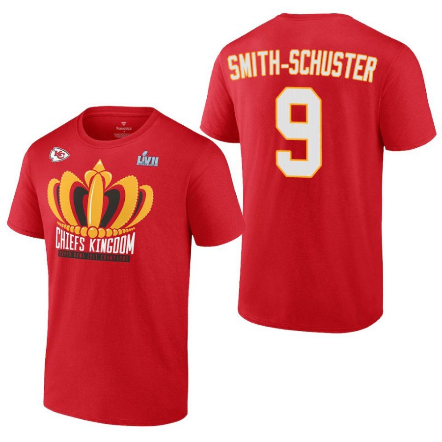 chiefs juju smith schuster red super bowl lvii champions last standing t shirt