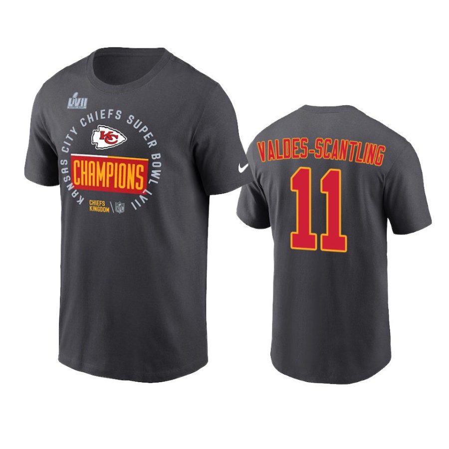 chiefs marquez valdes scantling anthracite super bowl lvii champions trophy t shirt