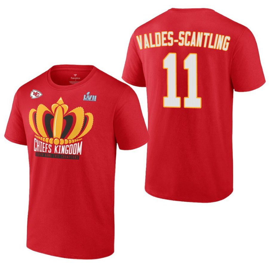 chiefs marquez valdes scantling red super bowl lvii champions last standing t shirt