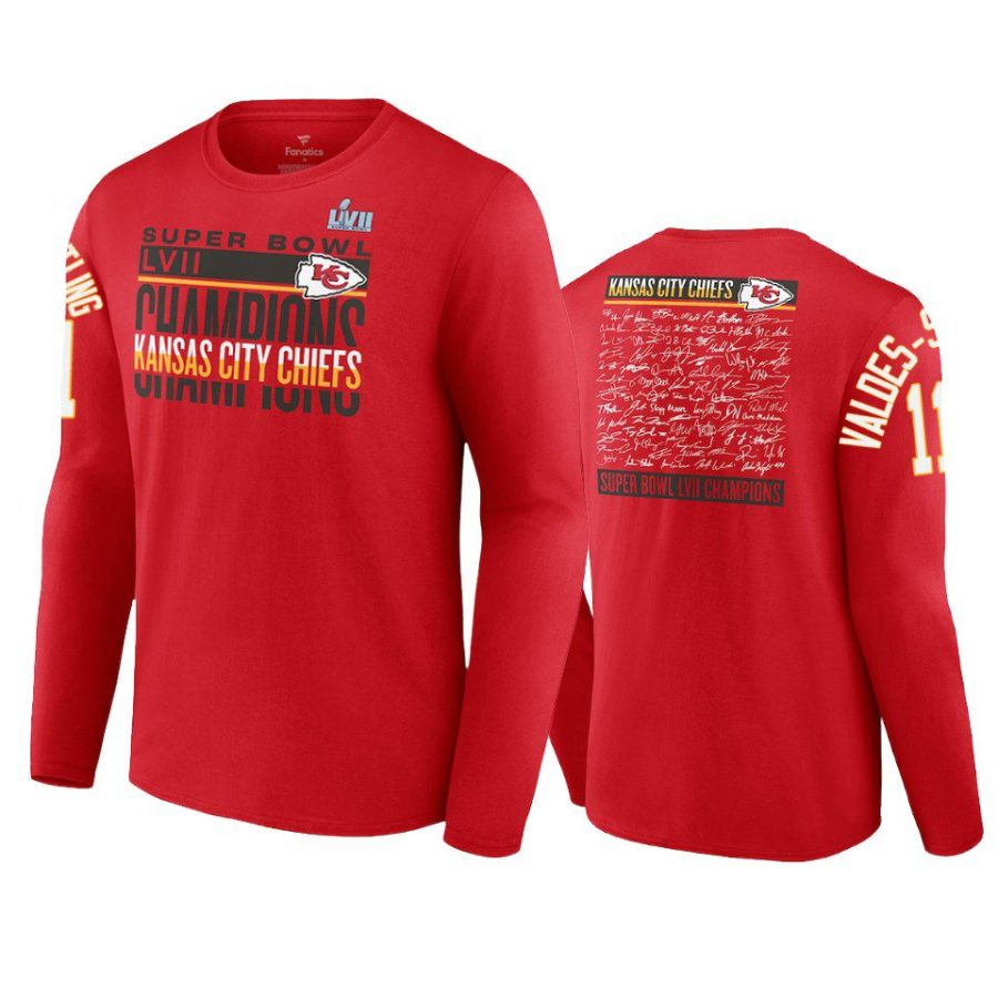 chiefs marquez valdes scantling red super bowl lvii champions long sleeve t shirt