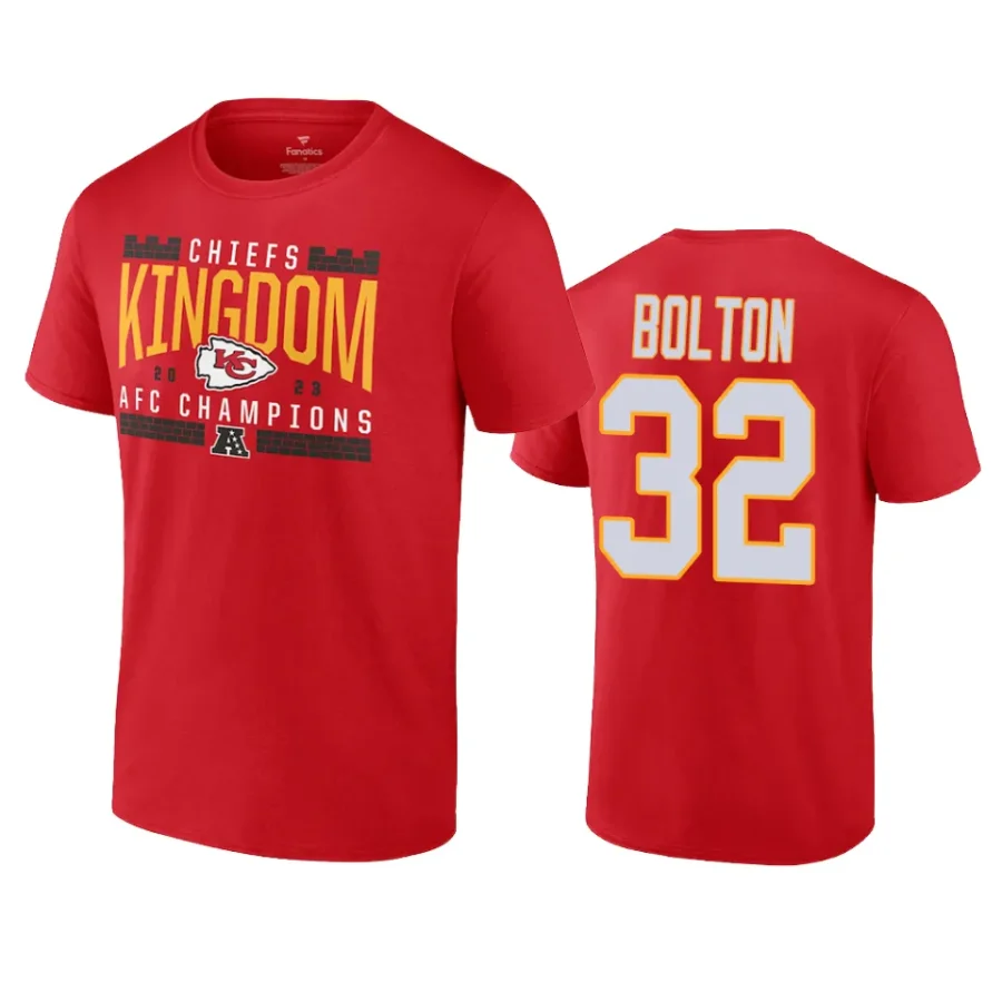 chiefs nick bolton red 2023 afc champions hometown t shirt