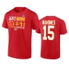 chiefs patrick mahomes ii red 2023 afc west division champions locker room t shirt