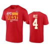 chiefs rashee rice red 2023 afc west division champions locker room t shirt