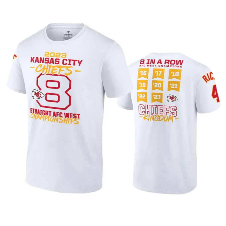 chiefs rashee rice white 8 time afc west division champs t shirt