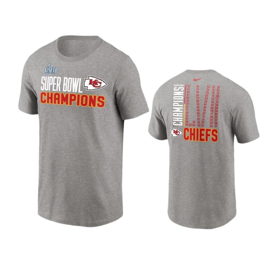 chiefs super bowl lvii champions gray roster t shirt