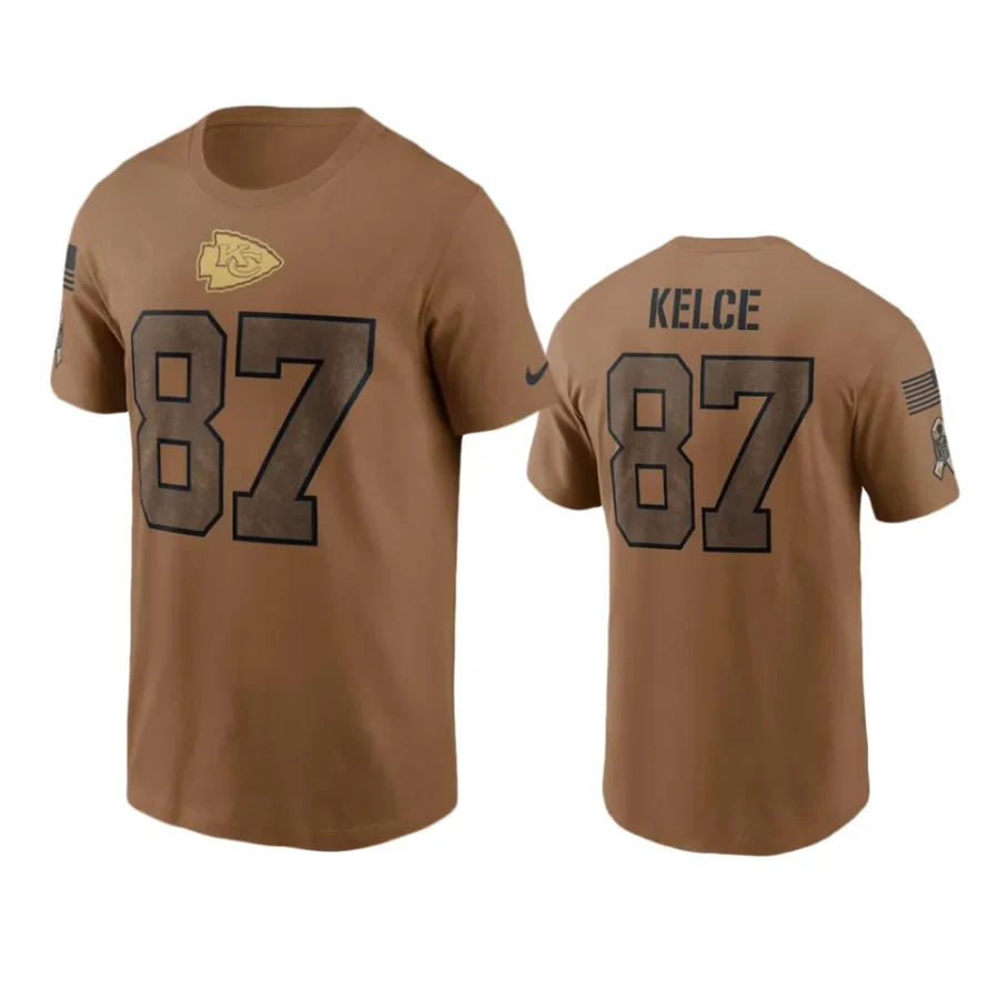 chiefs travis kelce brown 2023 salute to service t shirt