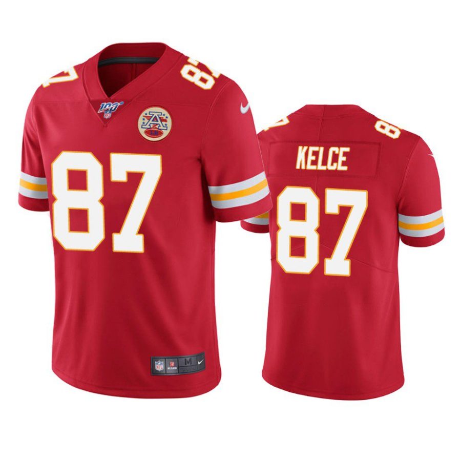 chiefs travis kelce red limited 100th season jersey