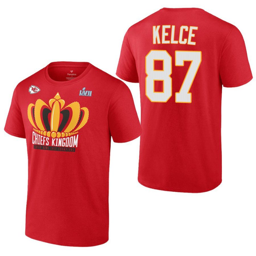 chiefs travis kelce red super bowl lvii champions last standing t shirt