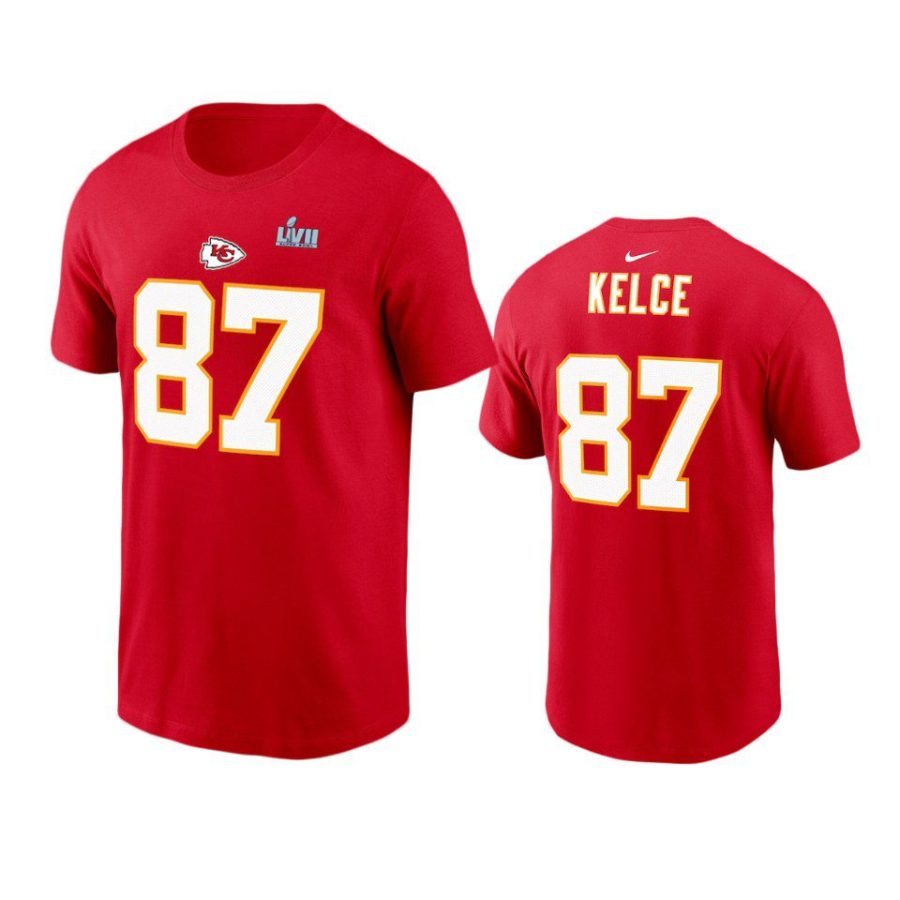 chiefs travis kelce red super bowl lvii t shirt