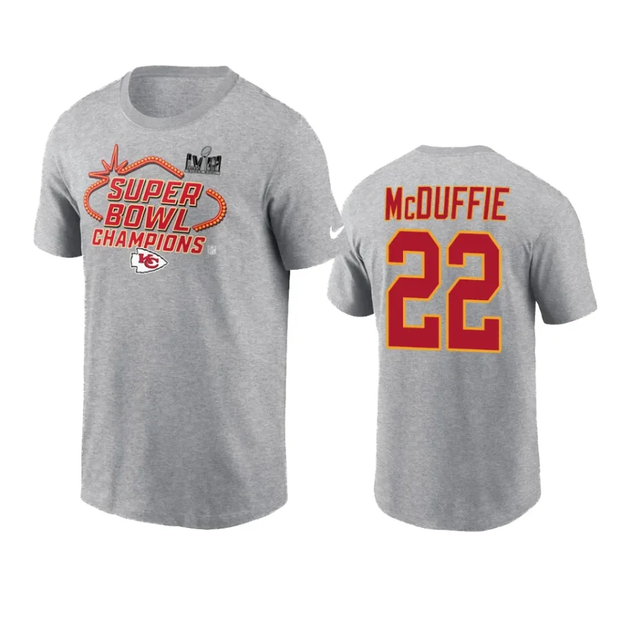 chiefs trent mcduffie heather gray super bowl lviii champions locker room t shirt