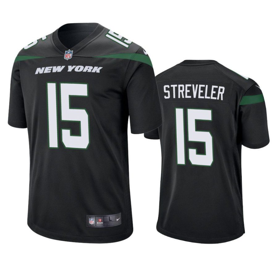 chris streveler jets black game jersey