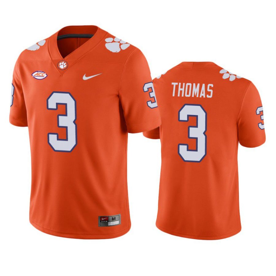 clemson tigers xavier thomas orange game jersey