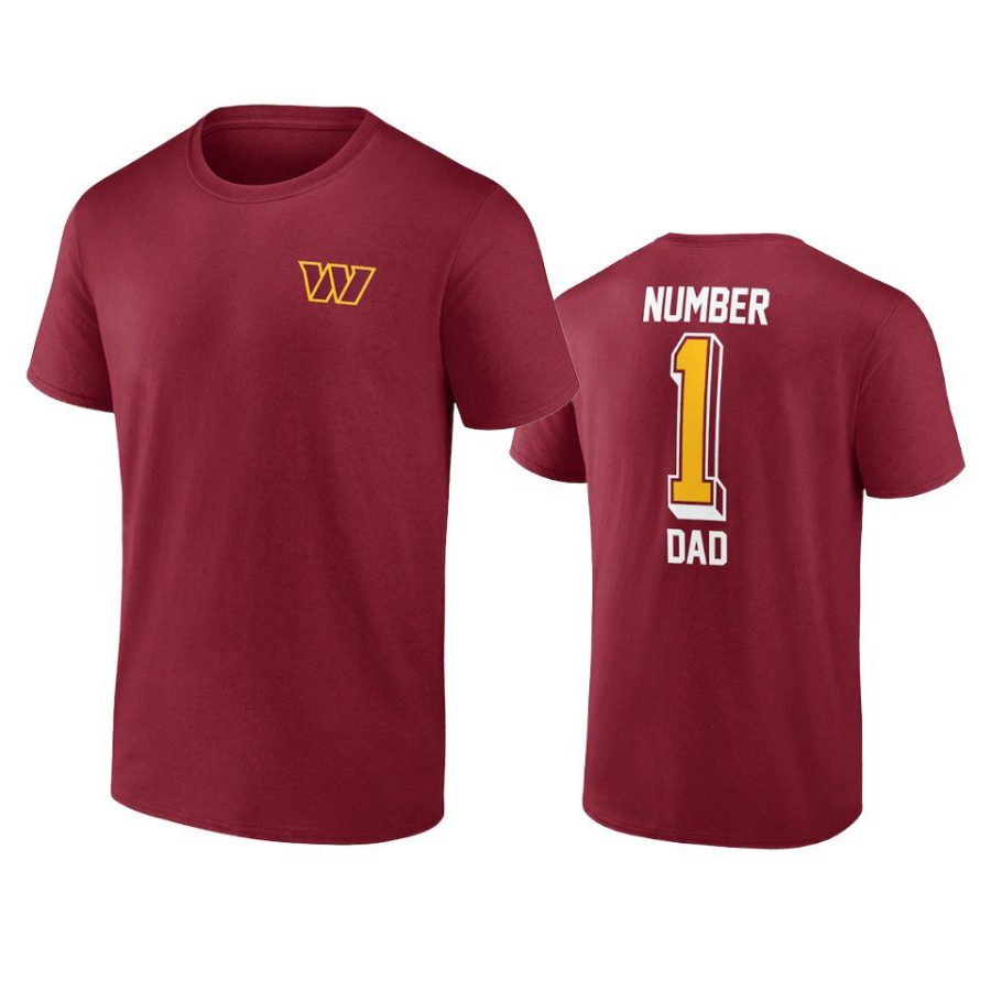 commanders burgundy fathers day number one dad t shirt