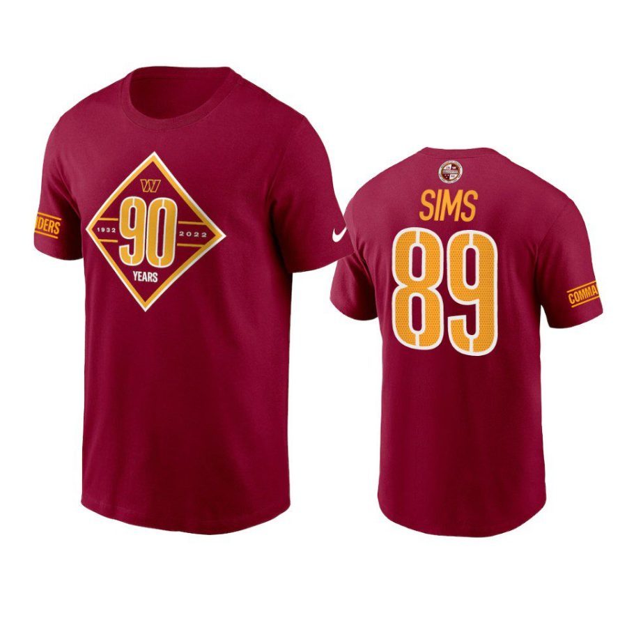 commanders cam sims burgundy 90th anniversary t shirt