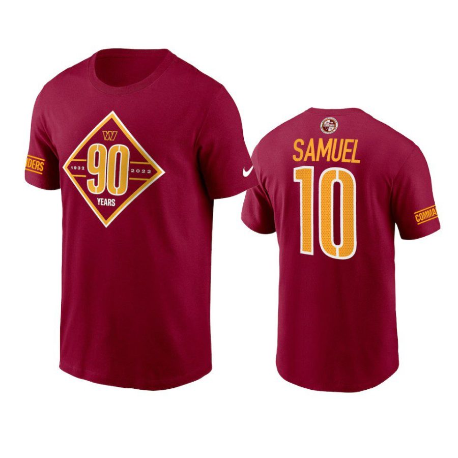 commanders curtis samuel burgundy 90th anniversary t shirt