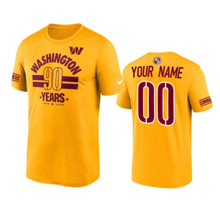 commanders custom gold 90th anniversary t shirt