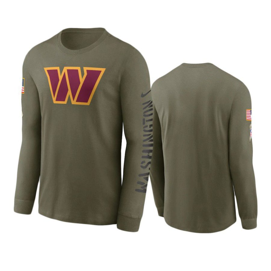 commanders olive 2022 salute to service long sleeve t shirt