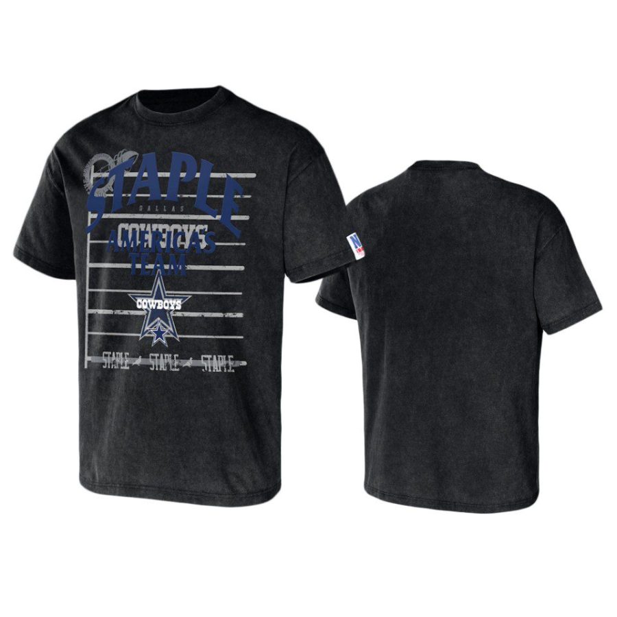 cowboys black staple throwback vintage wash t shirt