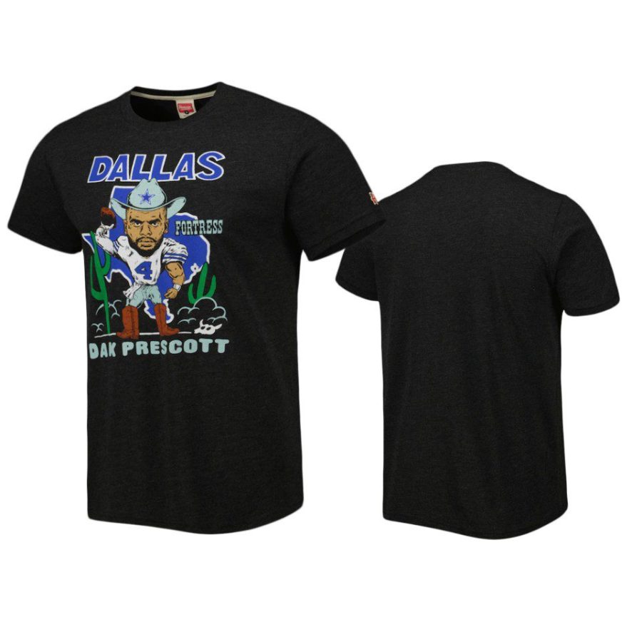 cowboys dak prescott black caricature player homage t shirt