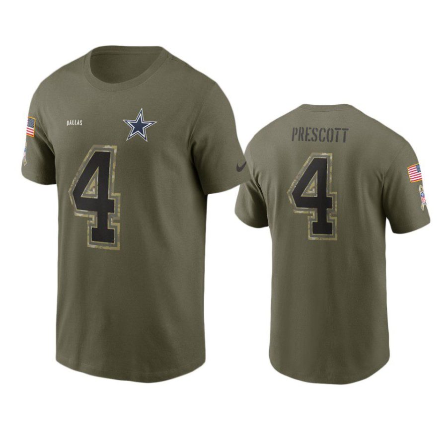 cowboys dak prescott olive 2022 salute to service t shirt