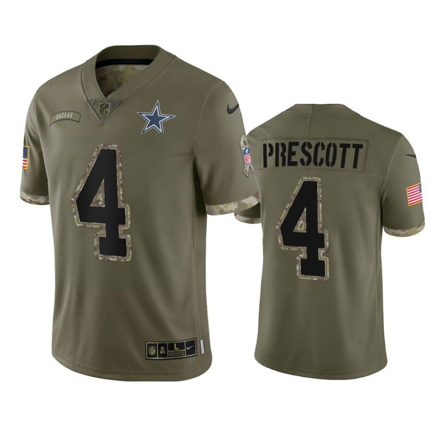 cowboys dak prescott olive limited 2022 salute to service jersey