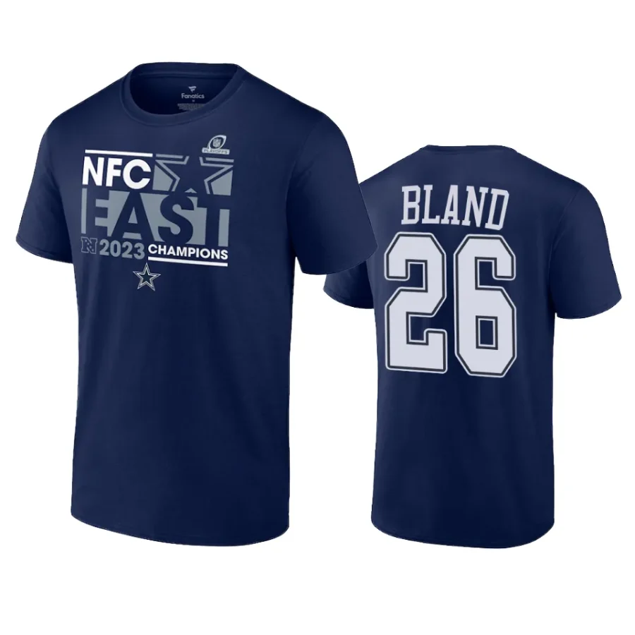 cowboys daron bland navy 2023 nfc east division champions conquer t shirt