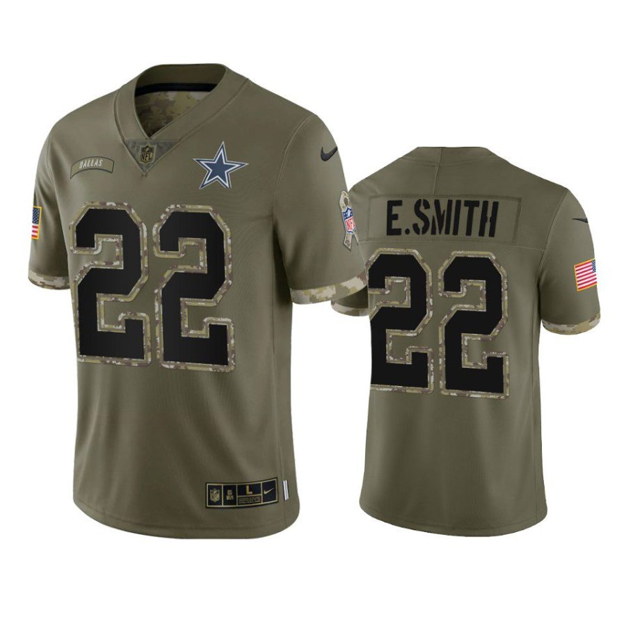 cowboys emmitt smith olive limited 2022 salute to service jersey