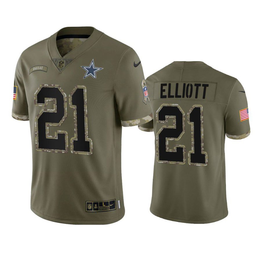 cowboys ezekiel elliott olive limited 2022 salute to service jersey