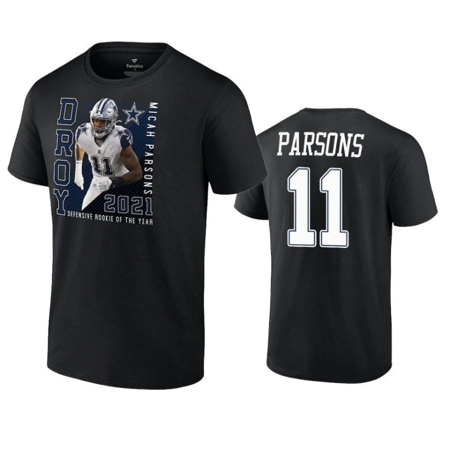 cowboys micah parsons black 2021 nfl defensive rookie of the year t shirt