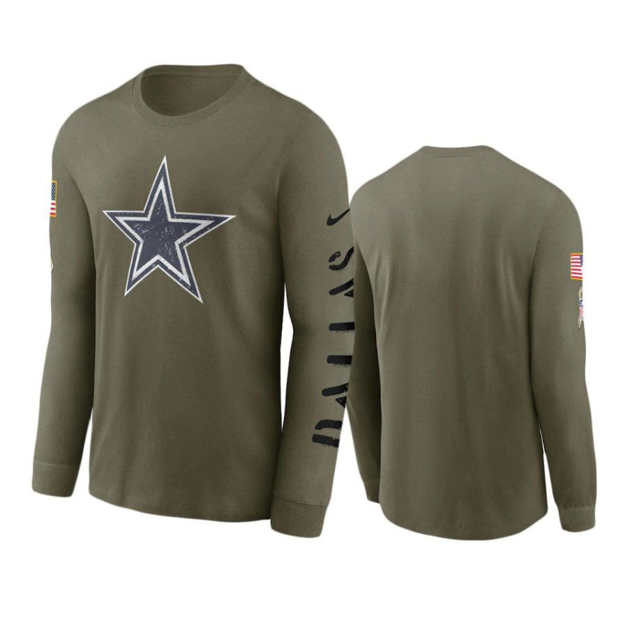 cowboys olive 2022 salute to service long sleeve t shirt