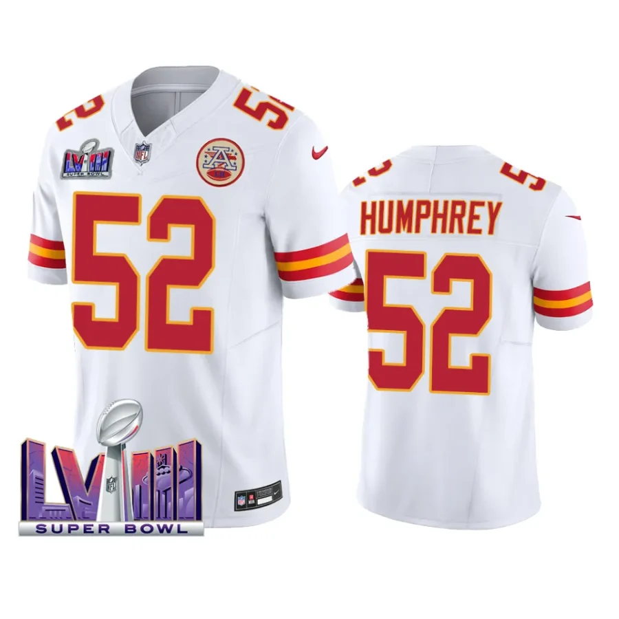 creed humphrey chiefs jersey 2024 white vapor fuse super bowl lviii