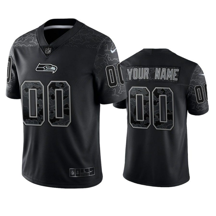 custom seahawks black reflective limited jersey