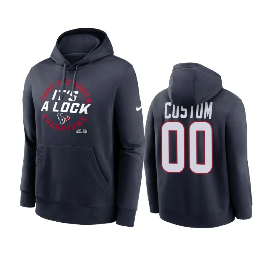 custom texans navy 2023 afc south division champions locker room hoodie