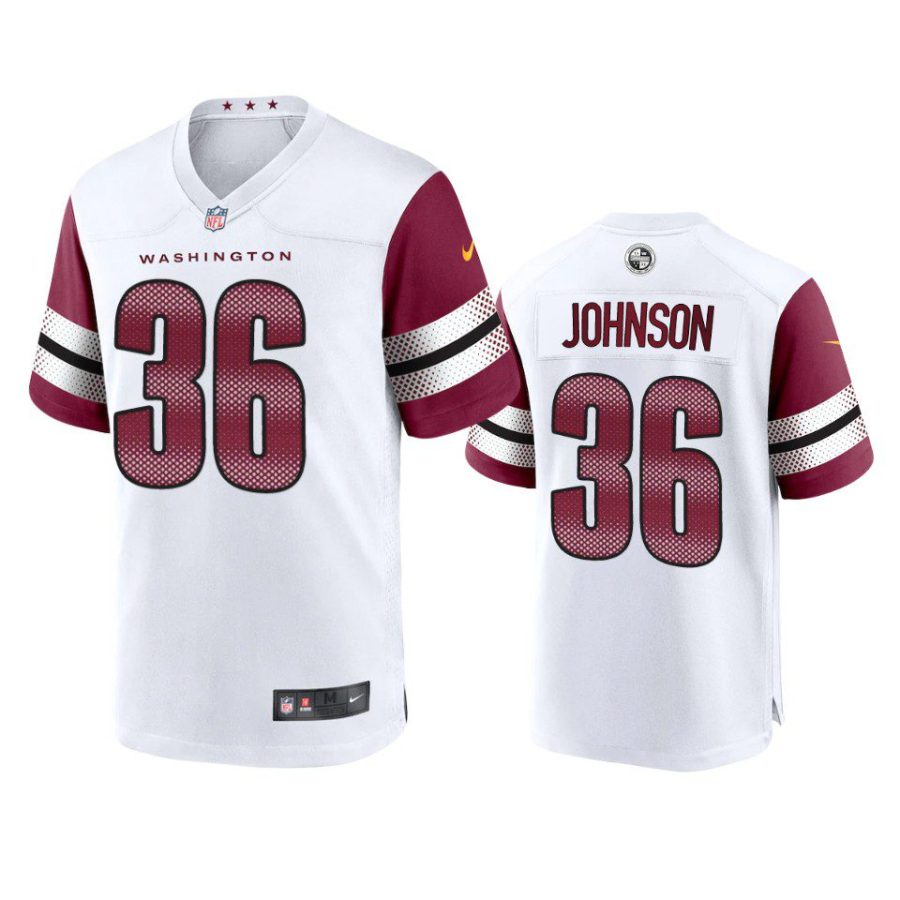 danny johnson commanders white game jersey